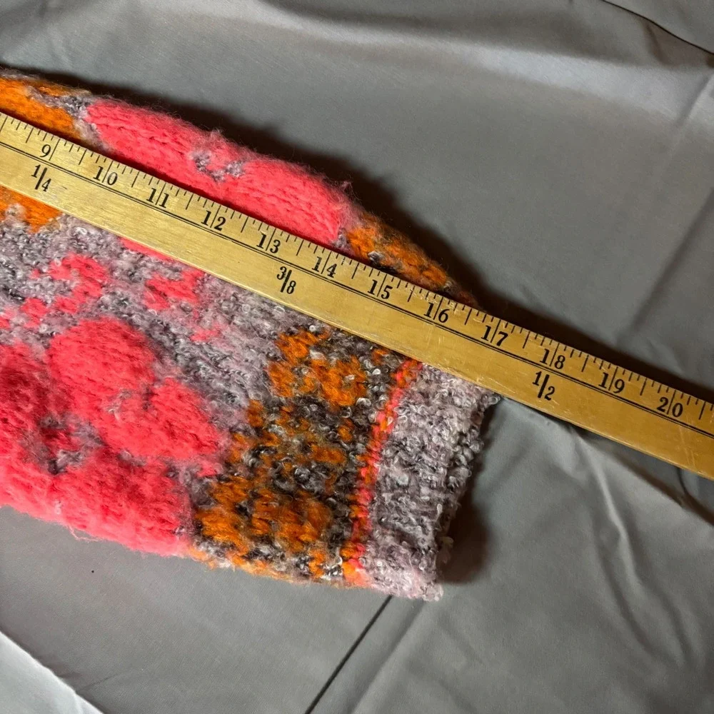 Free People Gather Me CLose Cardigan Womens XS Pink Orange Floral Knit‎ Sweater